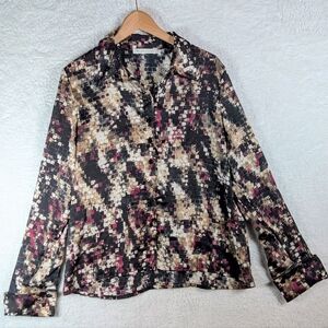 192-Mélanie Lyne Women's Patterned Button-Up Blouse